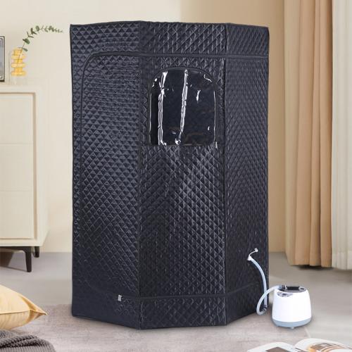 Cotton foldable Sauna Bath Cabinet portable Stainless Steel Solid black PC