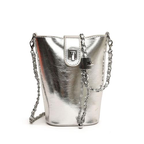 PU Leather Easy Matching & Bucket Bag Crossbody Bag with chain Solid PC