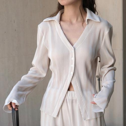 Polyester Slim Women Long Sleeve Blouses patchwork Solid PC