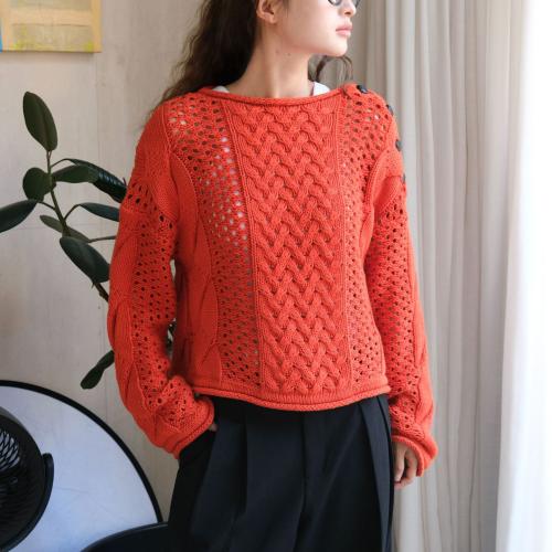 Cotton Women Sweater slimming & hollow knitted Solid : PC