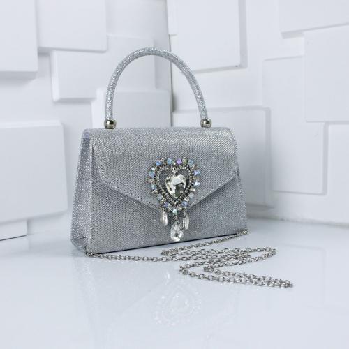 PVC & Polyester Easy Matching Clutch Bag with chain & with rhinestone heart pattern PC