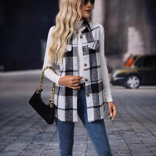 Polyester Veste femmes Imprimé Plaid plus de couleurs pour le choix pièce