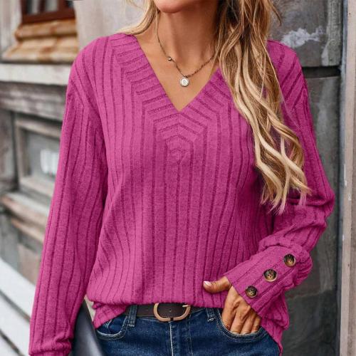 Polyester & Katoen Vrouwen lange mouw T-shirt Schuren Striped meer kleuren naar keuze stuk