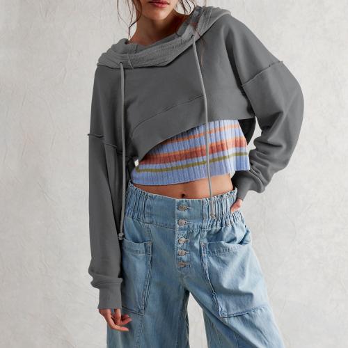 Viscose Fiber & Polyester Women Sweatshirts midriff-baring Solid PC