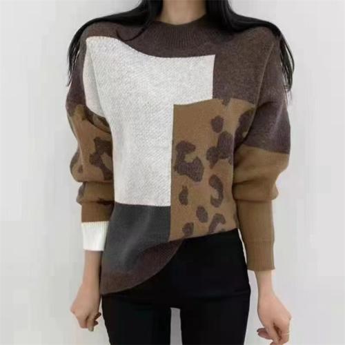 Polyethylene fiber-Ethylene & Acrylic Women Sweater loose knitted leopard : PC