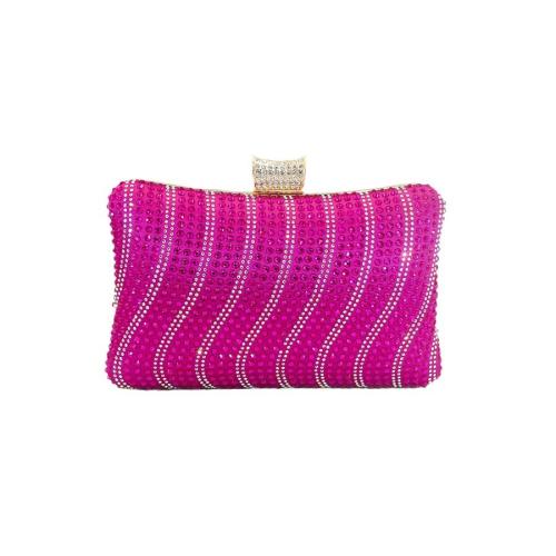 Polyester Pillow Shaped Clutch Bag with chain & with rhinestone PC