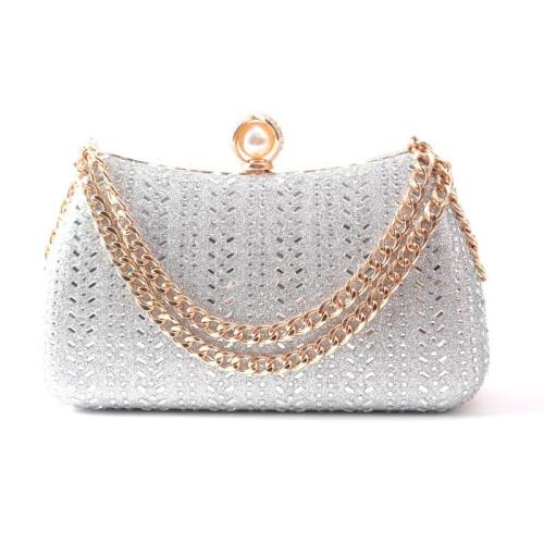 Polyester Easy Matching Clutch Bag with chain & with rhinestone PC