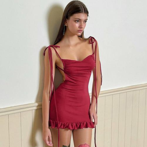 Polyester Slim Slip Dress backless PC