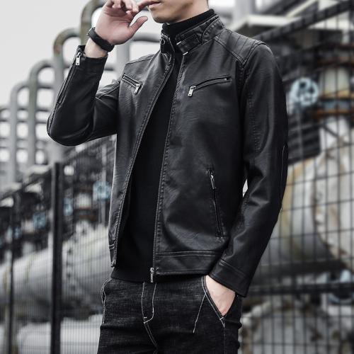 PU Leather Slim & Plus Size Men Coat Solid PC