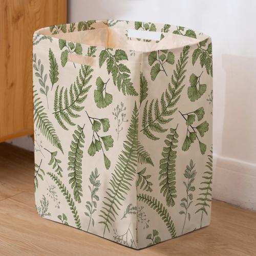 Cotton Linen Pouch Bag for storage printed leaf pattern white PC