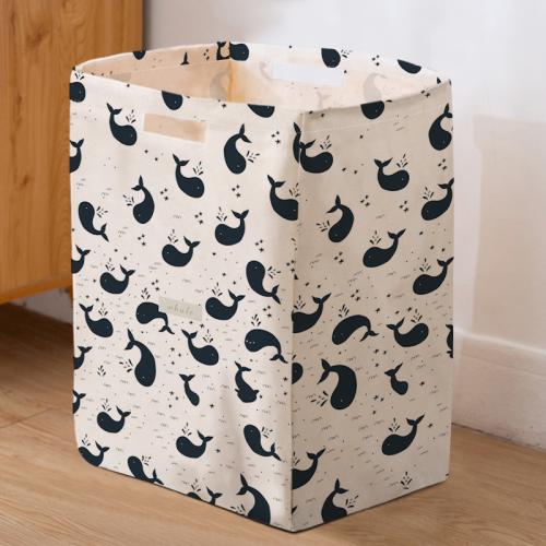 Cotton Linen Pouch Bag for storage printed Fish Pattern white PC