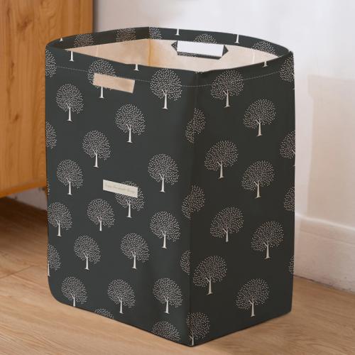 Cotton Linen foldable Pouch Bag for storage printed tree pattern black PC