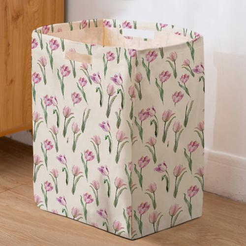 Cotton Linen foldable Pouch Bag for storage printed floral purple PC