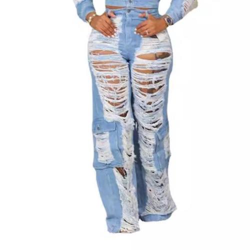 Cotton Ripped Women Jeans & skinny patchwork Solid PC