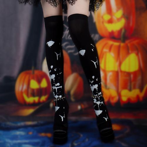 Polyamide Women Knee Socks Halloween Design & antifriction & anti-skidding printed : Pair