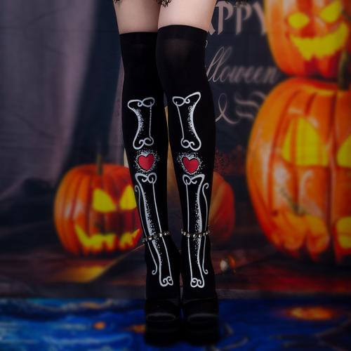 Polyamide Women Knee Socks Halloween Design & antifriction & anti-skidding printed : Pair