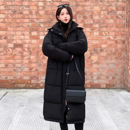 Polyester long style & windproof Women Parkas & with detachable hat Solid PC