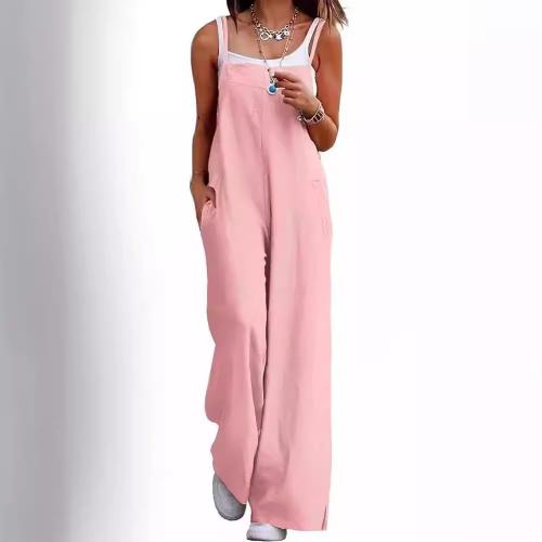 Polyester Long Jumpsuit & loose patchwork Solid PC