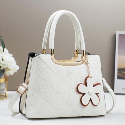 PU Leather hard-surface Handbag with hanging ornament & attached with hanging strap PC