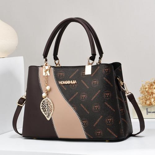 PU Leather hard-surface Handbag large capacity & attached with hanging strap Solid PC