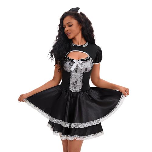 Polyester Sexy Maid Kostüm, Schwarz,  Stück