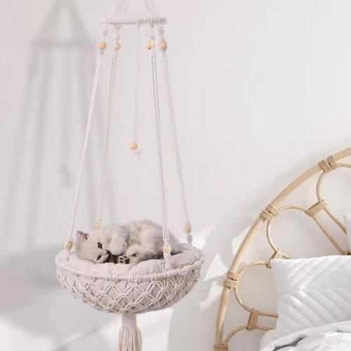 Cotton Cord Pet Bed Hanging Style & hollow white PC