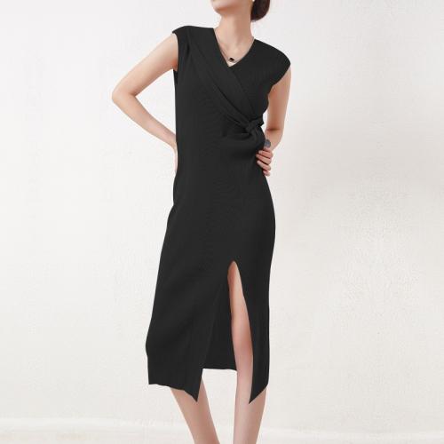 Polyester Sexy Package Hip Dresses slimming & side slit patchwork Solid : PC