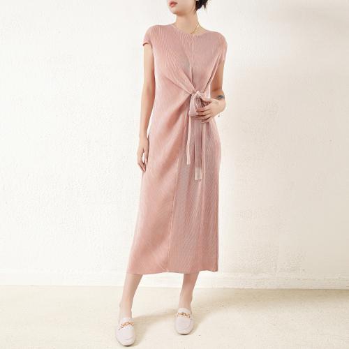 Polyester Step Skirt One-piece Dress slimming patchwork Solid : PC