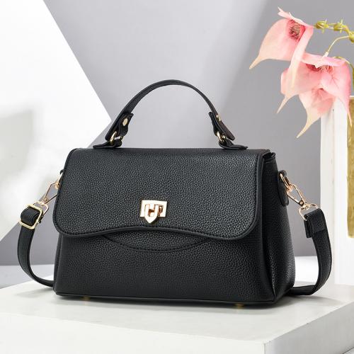 PU Leather hard-surface & Easy Matching Handbag attached with hanging strap Solid PC