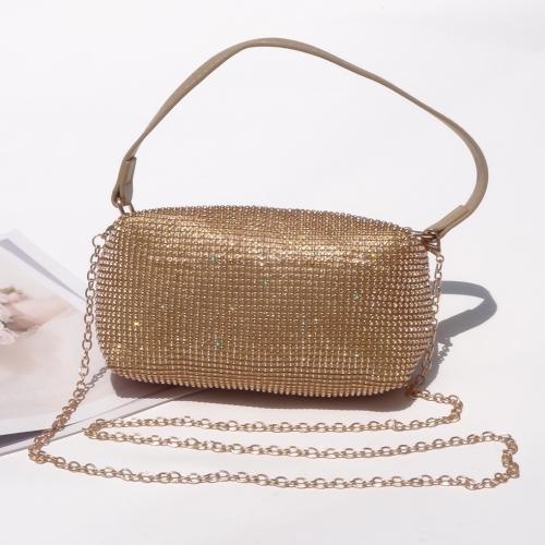 Polyester Handbag with chain & attached with hanging strap & with rhinestone Solid PC