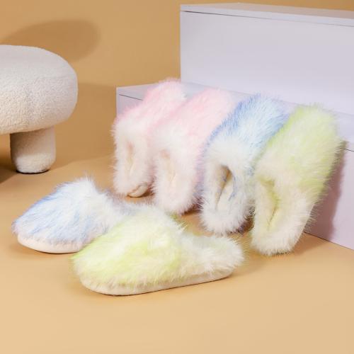 Plush & PVC Fluffy slippers hardwearing & thermal Pair