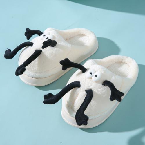 Plush & PVC Fluffy slippers hardwearing & thermal Pair