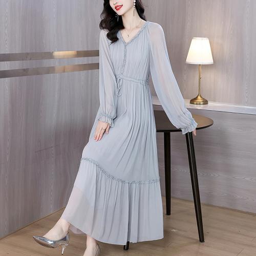 Polyester Slim One-piece Dress gray PC