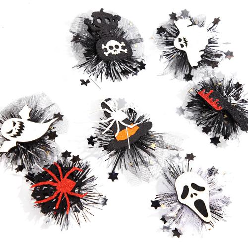 Plastic & Gauze Hair Clip Halloween Design handmade PC