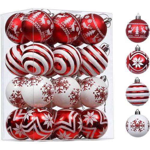 Plastique Boules de décoration de Noël Peint Rouge Ensemble