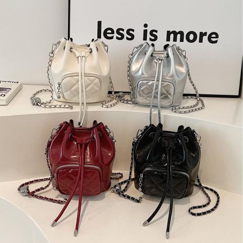 PU Leather Easy Matching & Bucket Bag Crossbody Bag with chain Solid PC