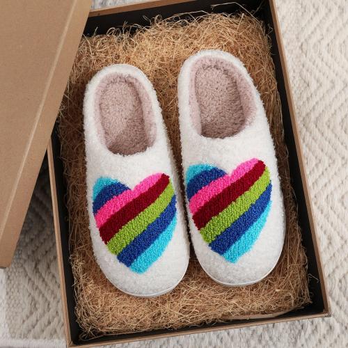 Plush Fluffy slippers hardwearing & thermal white Pair