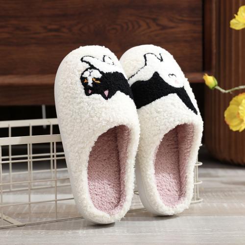 Thermo Plastic Rubber & Plush Fluffy slippers hardwearing & thermal white Pair