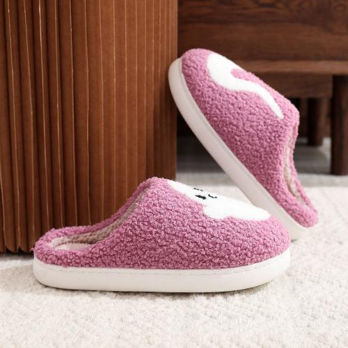 Thermo Plastic Rubber & Plush Fluffy slippers hardwearing & thermal purple-pink Pair