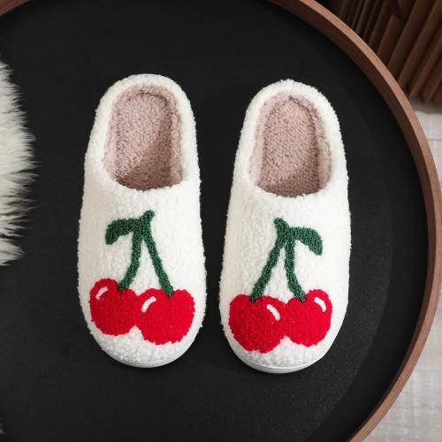 Pluche & Pvc Katoenen slippers fruitpatroon Witte Paar