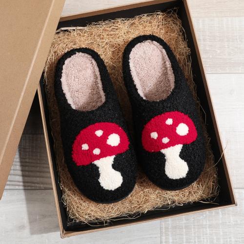 Plush & PVC Fluffy slippers hardwearing & thermal Pair