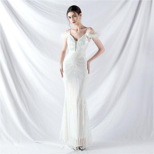 Sequin & Polyester Slim & Plus Size & Mermaid Long Evening Dress backless PC