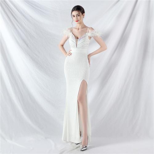 Sequin & Polyester Slim & Plus Size Long Evening Dress side slit PC