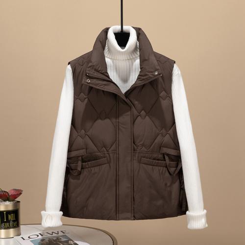 Polyester windproof Women Vest & thermal & with pocket Solid PC