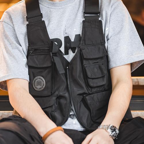 Mixed Fabric Men Vest loose Solid : PC