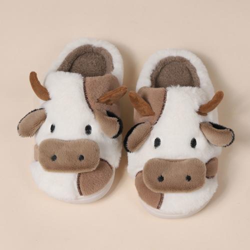 Plush & PVC Fluffy slippers hardwearing & thermal Pair