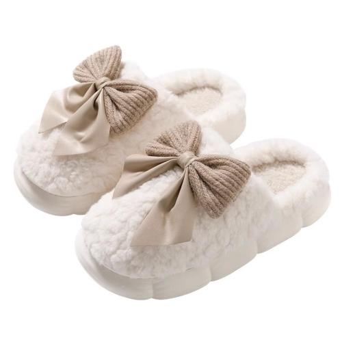 Plush & PVC Fluffy slippers hardwearing & thermal Pair