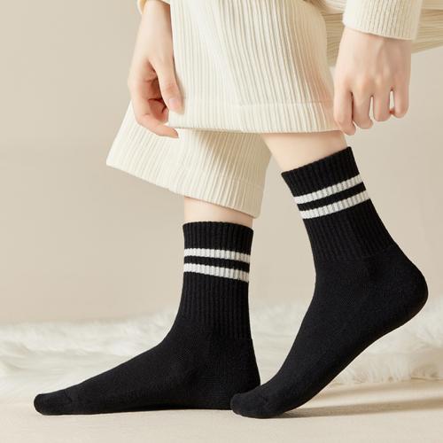 Spandex & Polyester & Cotton Women Ankle Sock thicken & antibacterial & deodorant & sweat absorption & thermal striped : Lot