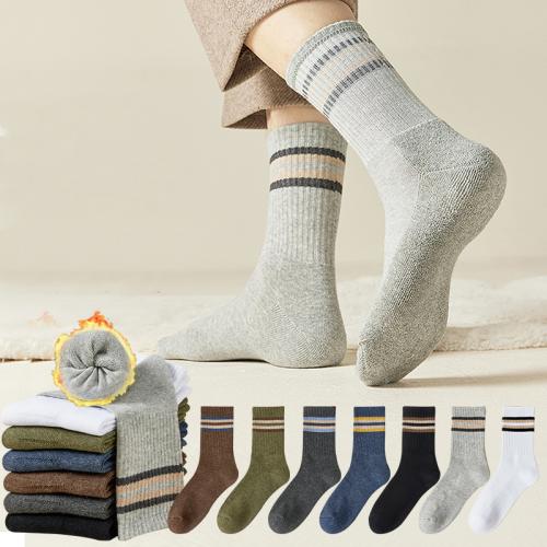 Spandex & Polyester & Cotton Men Ankle Sock thicken & antibacterial & deodorant & sweat absorption & thermal striped : Lot