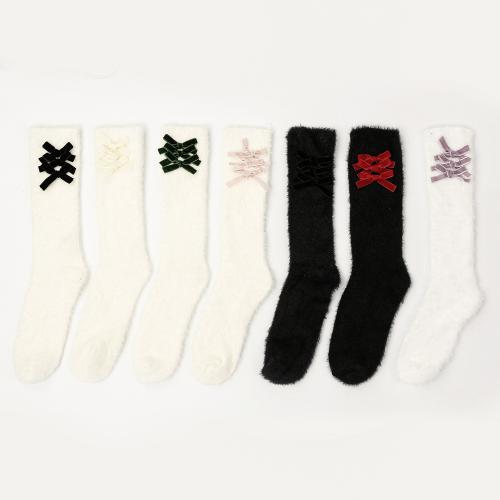 Polyamide Women Floor Socks thicken & sweat absorption & thermal bowknot pattern : Lot